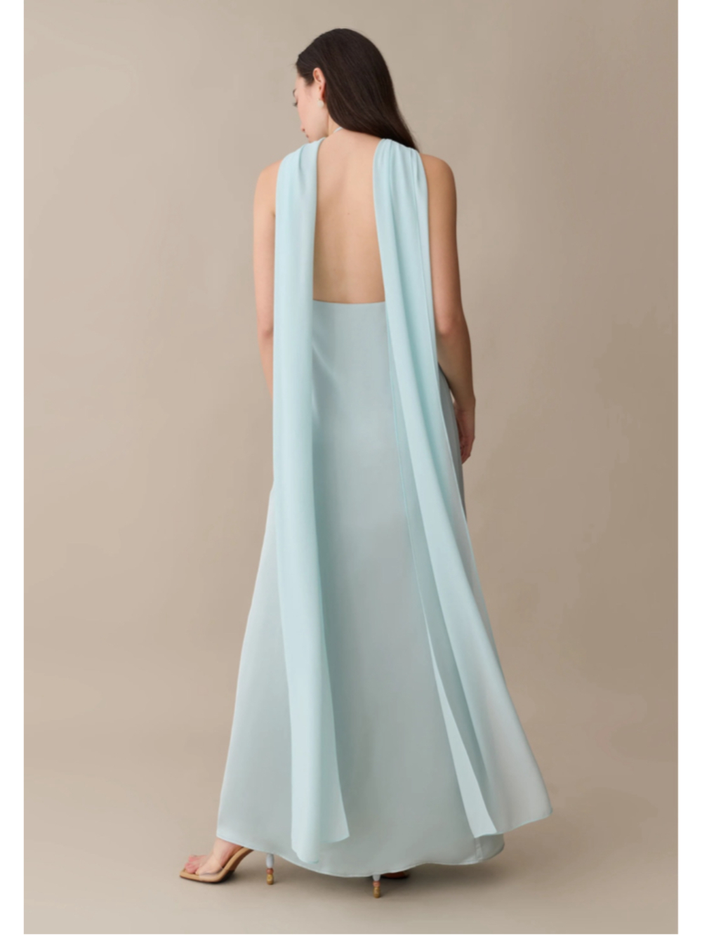 Women's o.p.t Alessia Dress Maxi Dress Size M Light Blue Halter Neck - Picture 3 of 8
